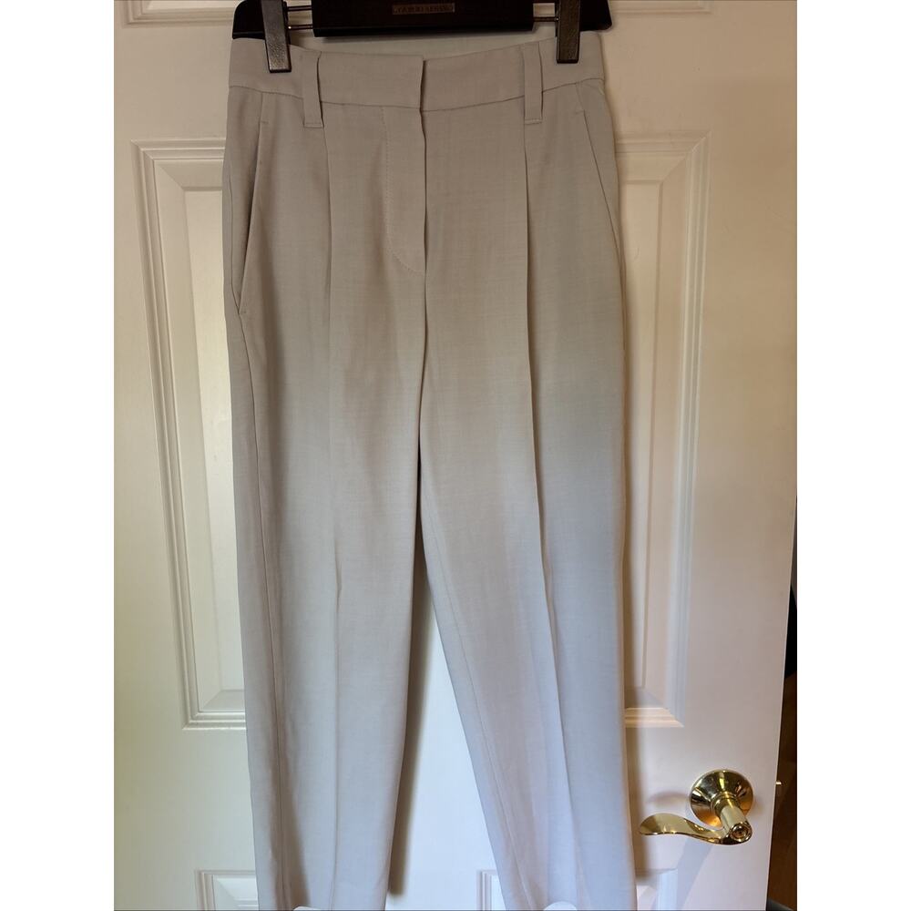Brunello Cucinelli Wool Trousers Womens Pleated beige IT 36 26 X 24 high waist